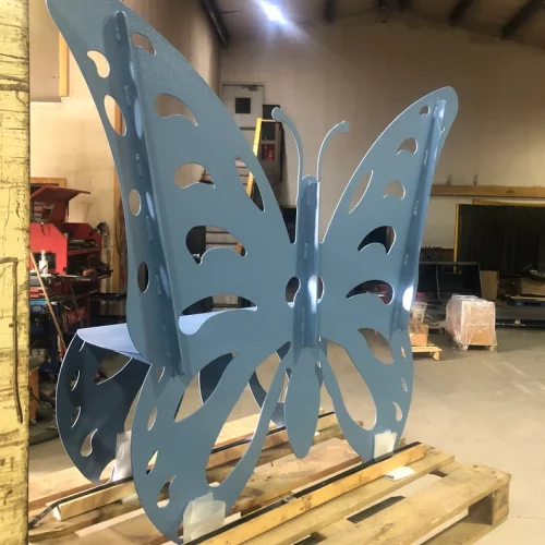 Blue butterfly bench memorial bench
